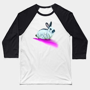 English spot bunny painting on a digital rainbow Baseball T-Shirt